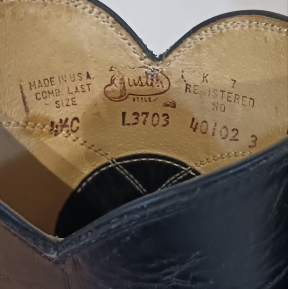JUSTIN SZ 4 1/2 C Black Cowboy Boots - Picture 9 of 14